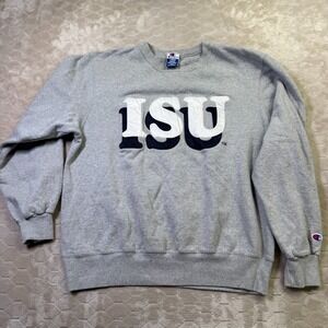 VTG Champion ISU Patch Sweatshirt Sz Lg Iowa State?  See Pics WORN FADED